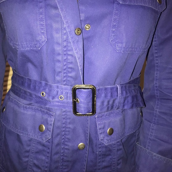 * SOLD * J. Crew Blue Relaxed Boyfriend Fit Belted Cotton Field Jacket - Medium - Picture 4 of 10